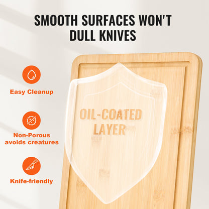 Cutting Board, 3 Pieces, Premium Versatile Bamboo Cutting Board with Food-Grade Oil and Juice Groove,Sturdy & Durable Chopping Board with Built-in Handle, Fit for Display, Chopping & Serving