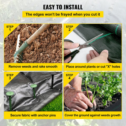 182.9 x 9144 cm Heavy Duty PP Woven Weed Barrier Landscape Ground Cover 68 g